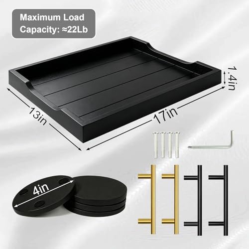 Wood Serving Trays with Metal Handles,Decorative Tray,Black