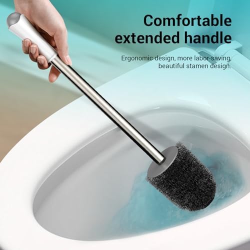 Toilet Brush and Holder Set, 2 Pack, White & Gray