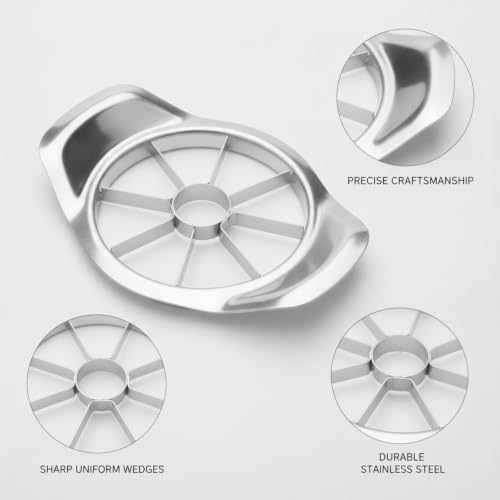 Stainless Steel Apple Slicer and Fruit Divider, Durable One-Press