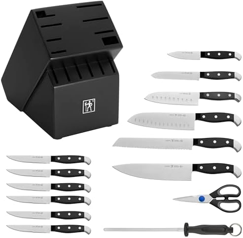 HENCKELS 15-Piece Knife Set with Block, Black