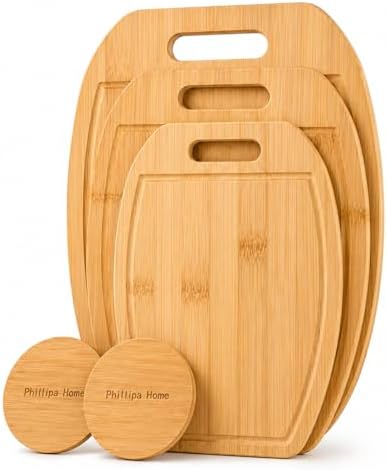 Bamboo Cutting Board Set of 3 for Kitchen – Large, Medium, Small