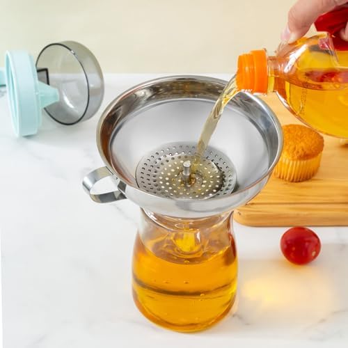 2pcs Canning Funnels for Filling Mason Jars with Strainer, Food Grade