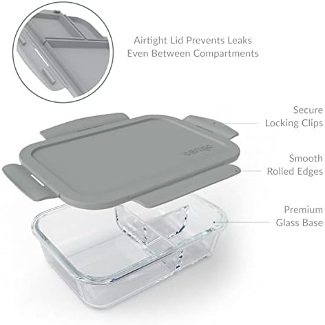Bentgo Glass Lunch Box, 3-Compartment, 5-Cup Capacity