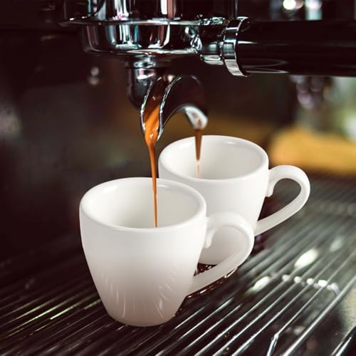 homEdge Porcelain Espresso Shot Cup Set with Saucers and Stainless