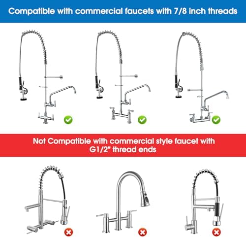HWM Commercial Sink Sprayer Replacement Kit, 45” Stainless Steel Hose