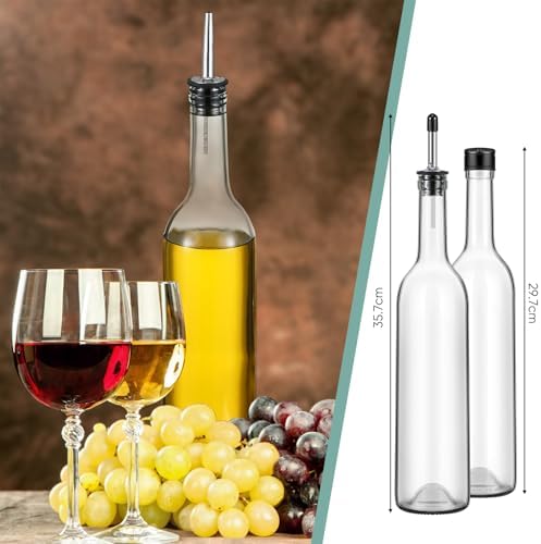 Maxdot 8 Pcs Syrup Bottle Long Neck Glass with Pour Spout, Liquor