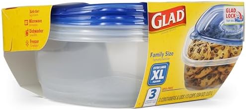 Glad GladWare XL Square Food Storage Containers, 104 Oz, 3 Count
