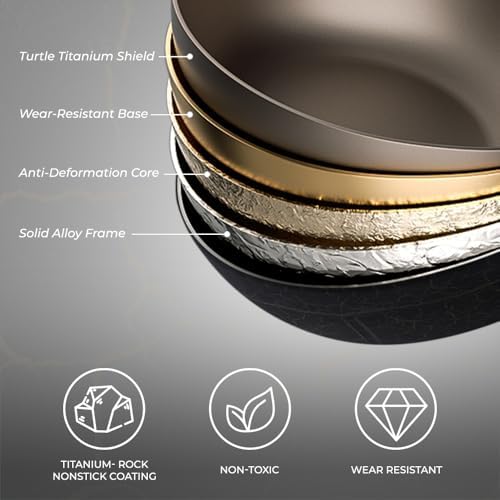 12" Nonstick Wok with Lid, Flat Bottom Titanium Coated Stir Fry Pan