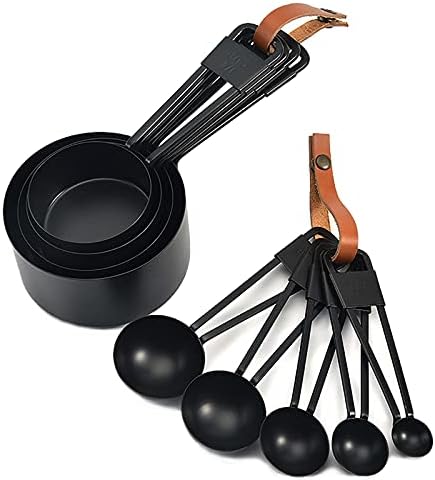 Black Stainless Steel Measuring Cups and Spoons Set, 9PCS