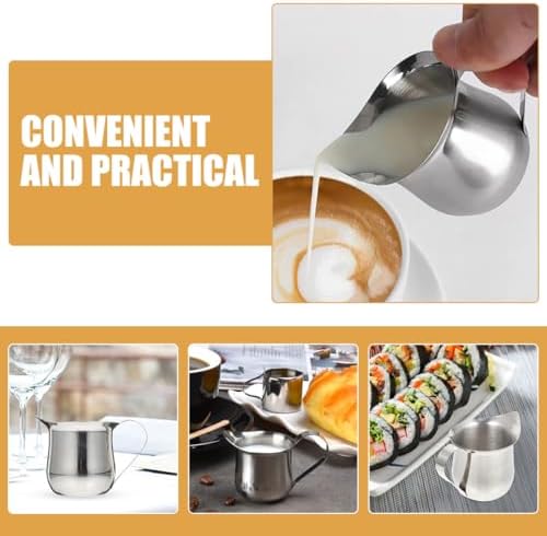 4pcs Stainless Steel Small Milk Pitcher 90ml Silver Cream Holder