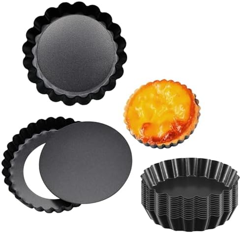4 Inch Egg Tart Molds with Removable Bottom, 12 Packs EggTart Mold