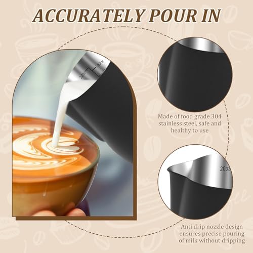 Milk Frothing Pitcher, 20oz/600ml Stainless Steel Milk Frother Cup