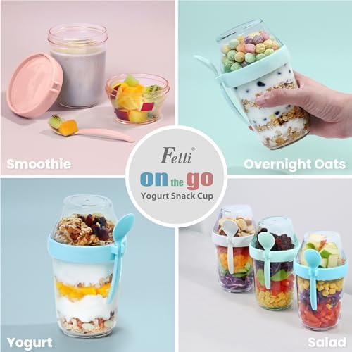 Felli On the Go Yogurt Parfait Snack Cups with Lid, Reusable Acrylic