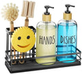 Moforoco Kitchen Dish Soap Dispenser Set, 16OZ Glass Bottle