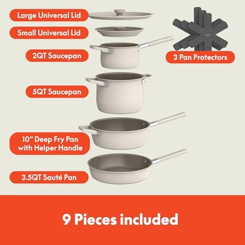 bella Fits-AnywhereTM 9-Piece, Nonstick, Non-Toxic Cookware Set