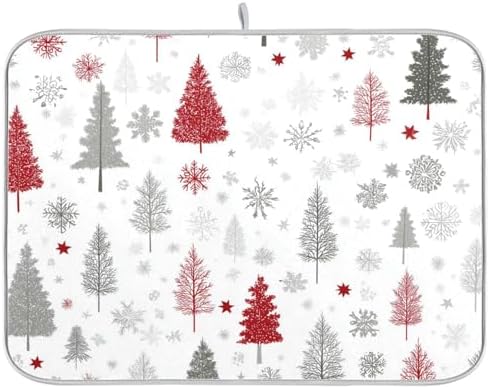 OTVEE Modern Tree Forest Decor Dish Drying Mat for Kitchen Counter