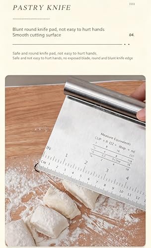 2PCS Stainless Steel Dough Scraper Bench Scraper with Measurement
