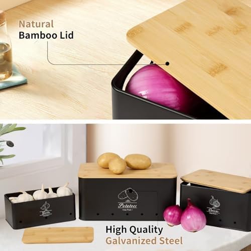 3 Pack Metal Vegetable Storage,Onion Storage,Potato Storage and Garlic