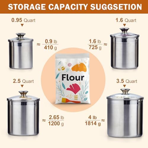 Cooks Standard Medium Stainless Steel Kitchen Canister Set for