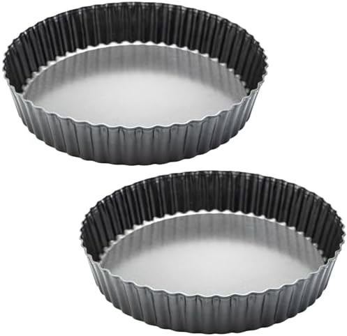 11 x 2 Inches Deep Dish Tart Pan Set of 2, Nonstick Tall Tart Quiche