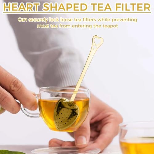 8Pcs Gold Heart-Shaped Stainless Steel Tea Infuser