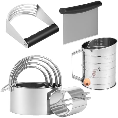Stainless Steel Biscuit Cutter Set, Ergonomic Pastry Scraper and Dough