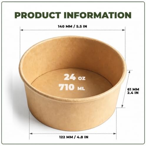TOPtoper 24 Oz Large Paper Bowls【WITHOUT LIDS】 90 Pack Disposable Soup