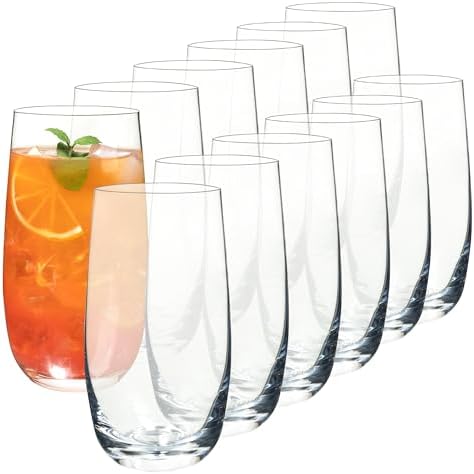 Drinking Glasses Set of 12, 17 oz Water Glasses Tall Glass Cups