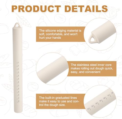 uxcell Rolling Pins for Baking, 10 Inch Silicone Non-Stick Rolling Pin