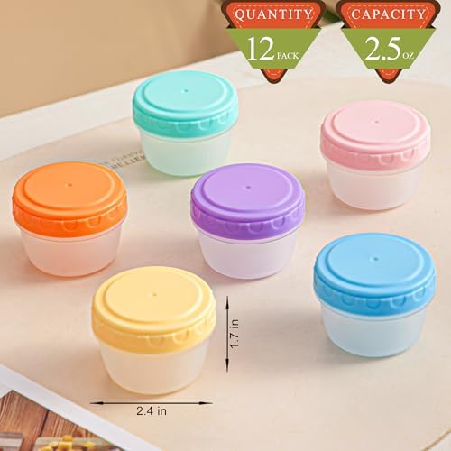 TOUWMX 12 Pack Salad Dressing Container, 2oz Small Condiment