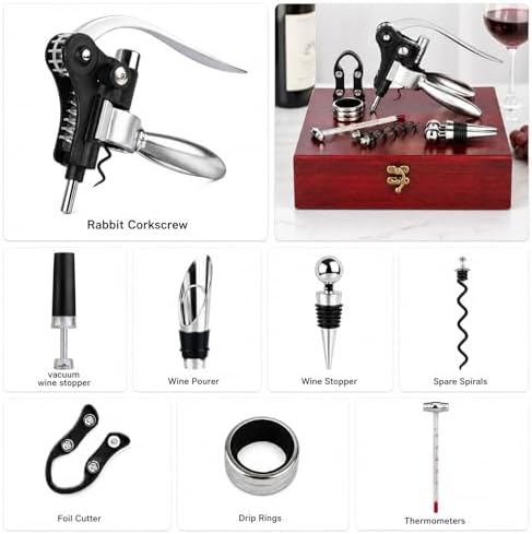 Wine Bottle Opener Set, 9-Pieces Stainless Steel Manual Corkscrew Kit