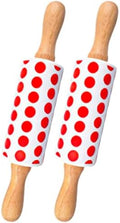 Silicone Rolling Pin Dough Baking Tool 2pcs with Wooden Handle