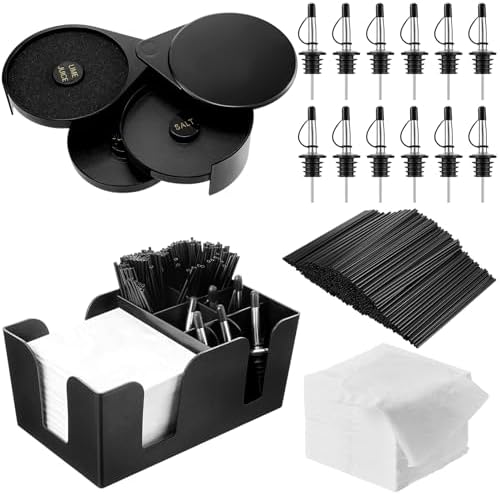 Mifoci Plastic Bar Caddy & 3 Tier Glass Rimmer Set, Bar Accessories