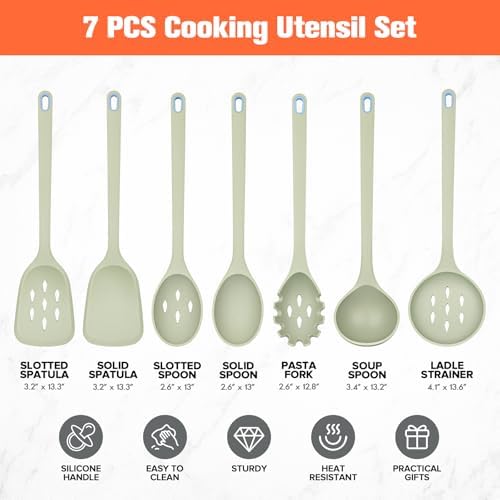 7-Piece Silicone Utensils Set, Green