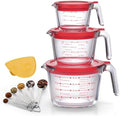 10 Pack Glass Measuring Cup Set with Lids, Stackable Handled Liquid