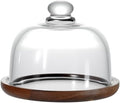 Glass Butter Dish with Lid, Clear Domed Cheese Dish with Handle-6 inch
