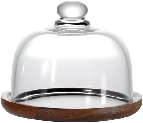 Glass Butter Dish with Lid, Clear Domed Cheese Dish with Handle-6 inch