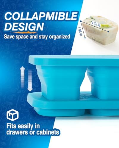 Silicone Freezer Trays With Lid, 2 Pack Collapsible Silicone Freezer