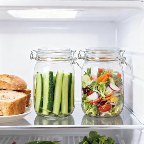 Flrolove 32oz Set of 4 Glass Kitchen Storage Canister Mason Jars with
