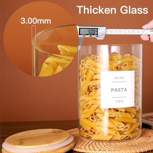CZZGSM Set of 6 Glass Flour and Sugar jars with 132 Kitchen Pantry
