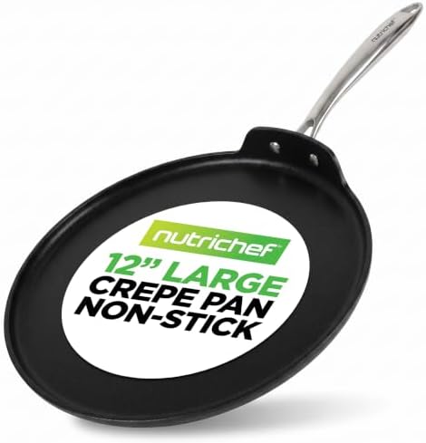 NutriChef 12 Inch Crepe Pan Non Stick, Ideal for Large Pancakes, Dosa