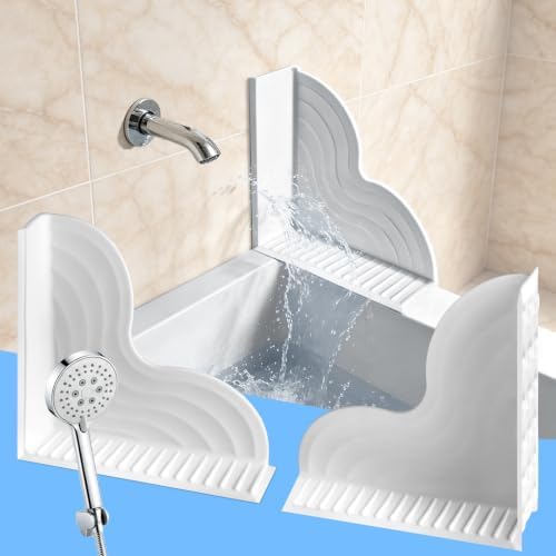 2 Pack Silicone Bathtub Splash Guard, 5° Slope Self-Draining Shower