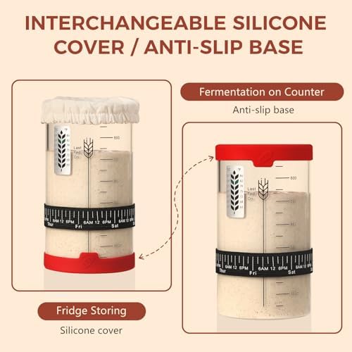 Sourdough Starter Jar Kit, 24 oz Wide Mouth Glass Jar