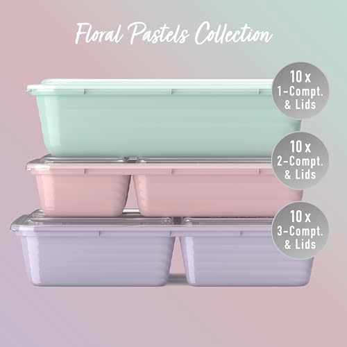 Bentgo Prep Meal Prep Kit, 1, 2 & 3-Compartment Containers, 60 Piece