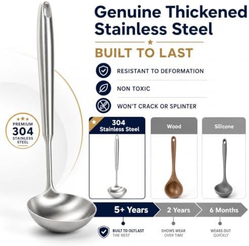 Newness 8 Pcs 18/8 304 Stainless Steel Cooking Utensils Set, Kitchen