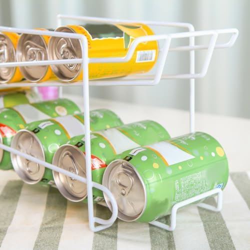 Iron Automatic Can Storage Rack Xmas for Soda Cans White