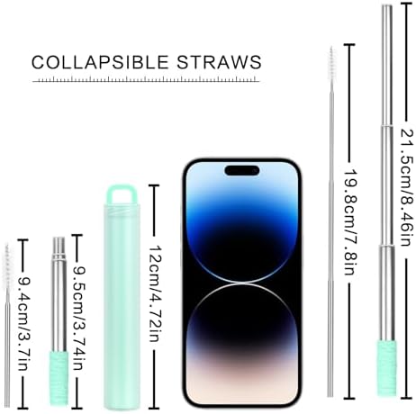 FYY Reusable Straws with Case - 2 Pack Collapsible Travel Straws with