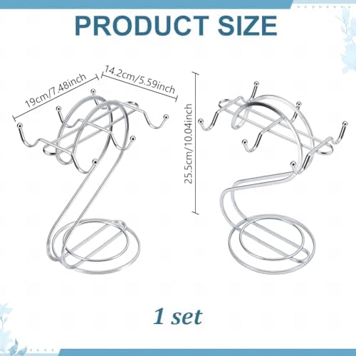 AHANDMAKER Coffee Mug Tree Iron Mug Holder with Tray 10in Coffee Tea