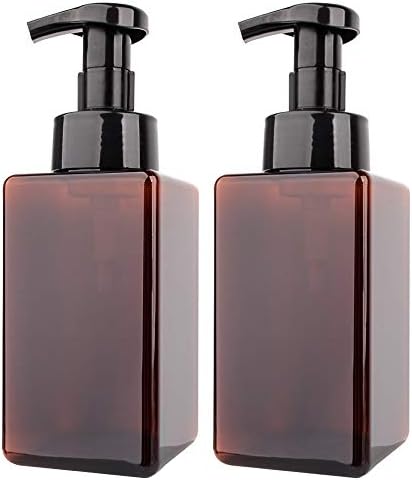 2 Pack Foaming Soap Dispenser, 15 Oz Refillable Plastic Pump, Amber
