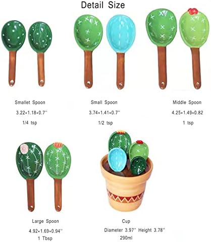 Cactus Measuring Spoons Set in Pot Ceramic House Warming Gifts New
